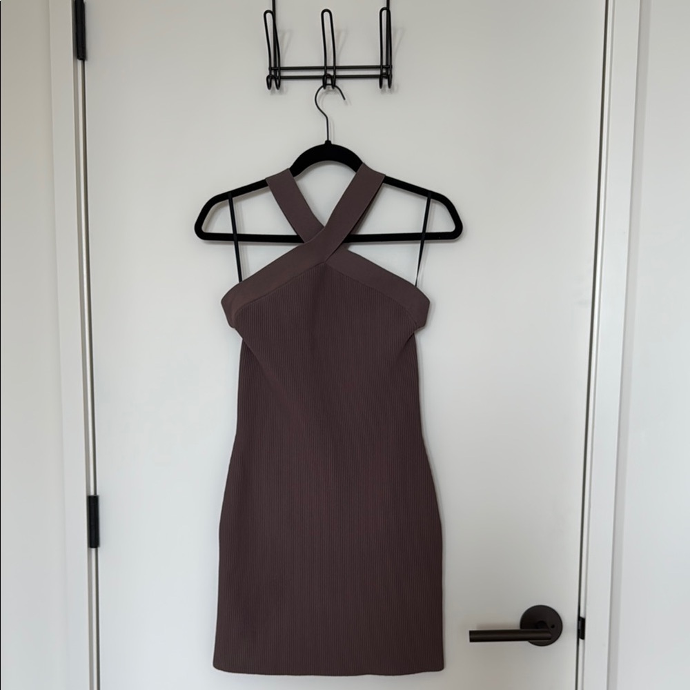 ARITZIA Babaton Bodycon Mini Sculpt Knit Dress in Deep Taupe - Large - Picture 2 of 11